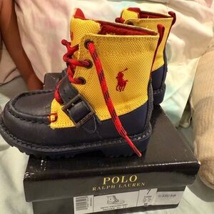 Ralph Lauren Toddler 7 Yellow & Navy Ranger Boots